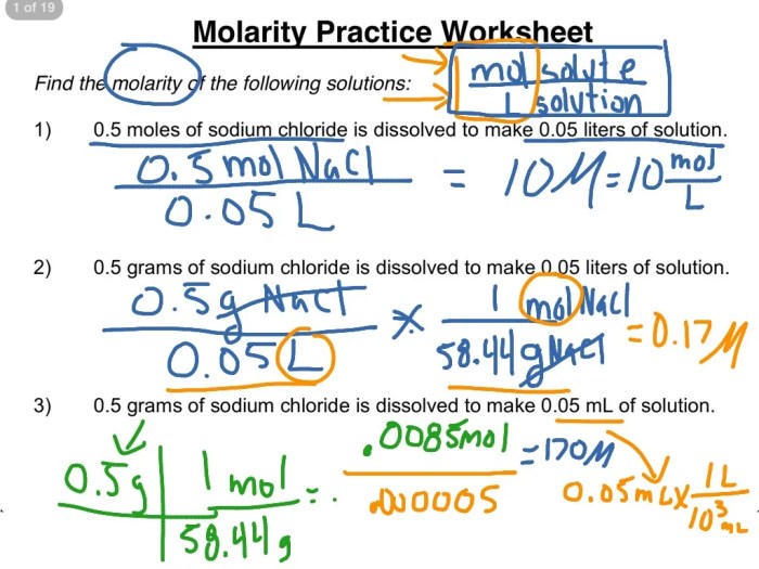 Molarity practice worksheet answer key