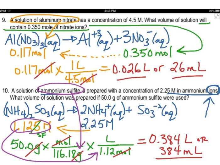 Molarity practice worksheet answer key