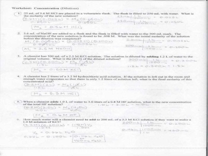 Molarity practice worksheet answer key